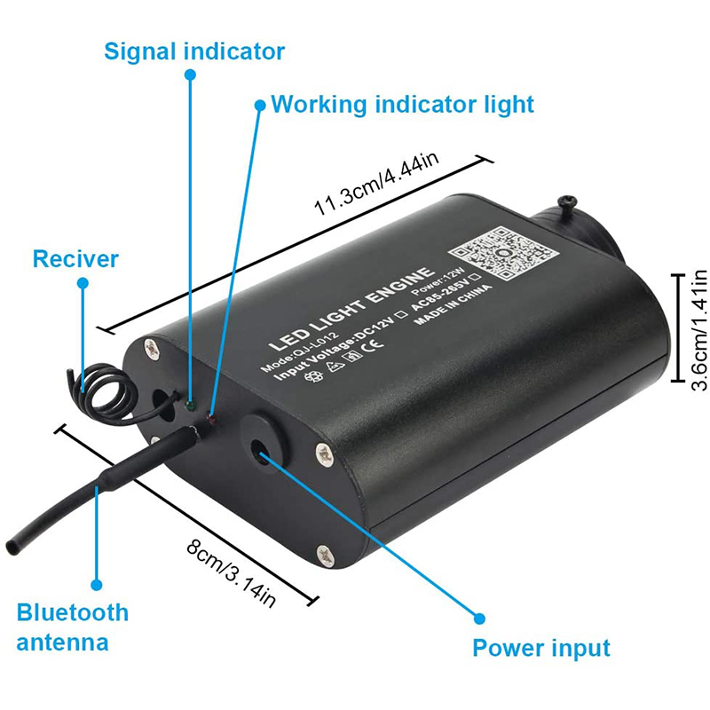 DC12V 16W Bluetooth APP RGBW Fiber Optic Light Engine